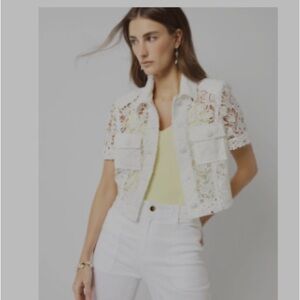 White House Black Market Ivory Lace Top